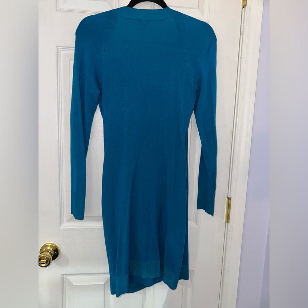 Cache Teal Long Sleeve Dress with Button Accents (M) - Picture 15 of 16